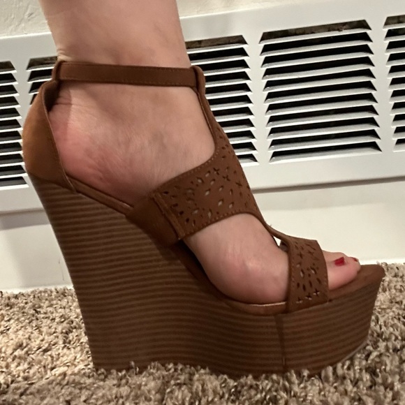 Brown Suede Sheree Wedges - Picture 7 of 7